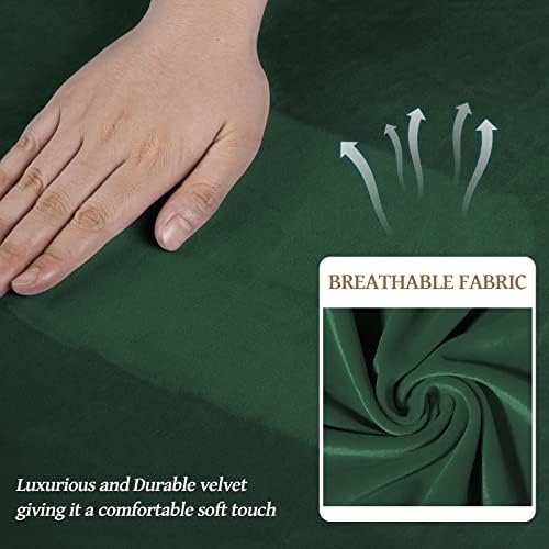 WEERRW Velvet Stretch 3 Pieces Couch Cover for Sofa Washable, Emerald Green