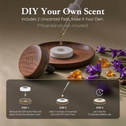 Car Air Freshener Vent Clip, 2 Pack Walnut Wood Car Diffuser