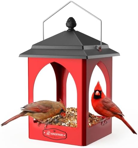 Kingsyard Hanging Platform Bird Feeder for Outdoors, Rain-Resistant Roof