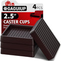 Non Slip Furniture Pads- 2.5"x2.5" Square Anti Skid Caster Cups Furniture Coasters, Anti-Sliding Grippers Floor Protectors for Furniture Bed, Couch, Chair Leg, Brown(Set of 4)