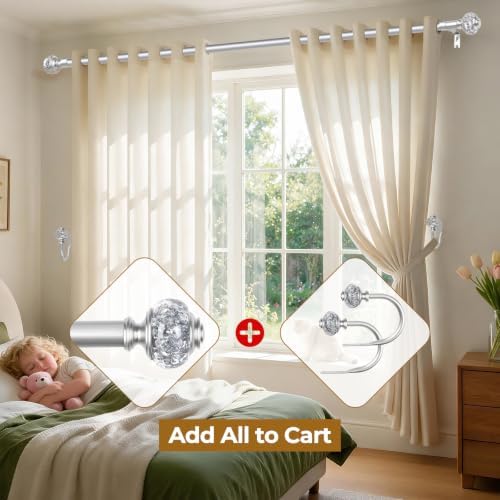 USFOOK Silver Curtain Holdbacks, Decorative Drapery Tiebacks, 2 Pack/1 Pair