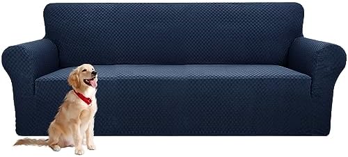 YEMYHOM Couch Cover Latest Jacquard Design High Stretch Extra Large Sofa Covers Pet Dog Cat Proof Oversized Slipcover Non Slip Magic Elastic Furniture Protector (XL Sofa, Navy)