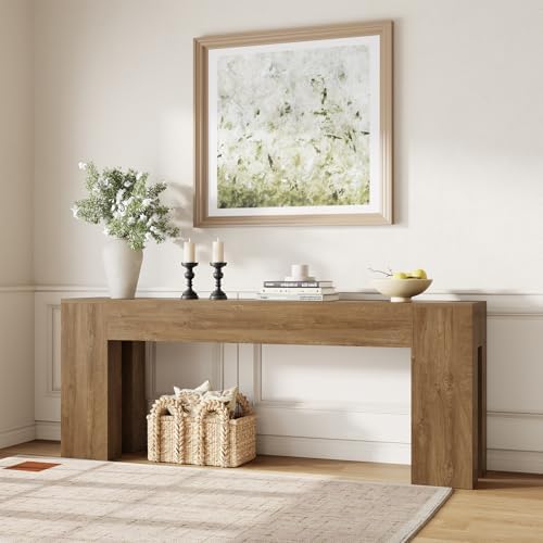 Epecoya Extra Long Sofa Console Table for Entryway 79-Inch, Natural Oak
