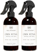 Muse Apothecary Linen Ritual - Aromatic, Soothing, and Relaxing Linen Mist, Laundry and Fabric Spray - Infused with Aromatherapy Essential Oils - 4 oz, Tonka Bean + Amber + Warm Cedarwood, 2 Pack