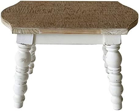 dwellington Wooden Bathroom Farmhouse Step Stool, Wood Foot Stool for Adults Kids, Bedside Step Plant Stand for Kitchen