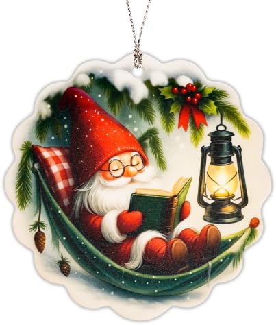 Gnome Christmas Ornaments 2026, Gnomes Gifts, Cute Gnome Ornament for Book Lover Gift, Funny Gnomes for Window Decor, Book Lover Gifts for Women Men, Friend, Family, Coworker, Holiday Decor