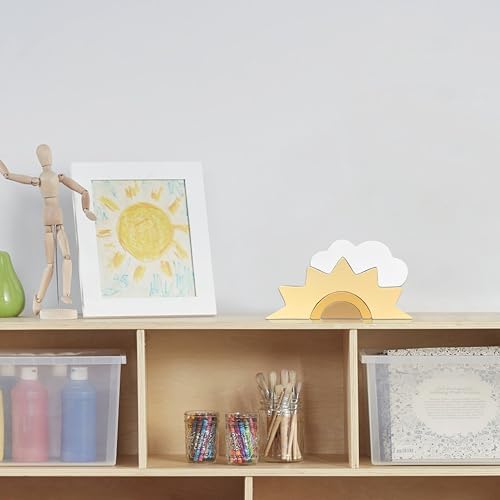 AWISBI Wooden Cloud and Sun Rainbow Decoration, Baby Nursery Shelf Decor