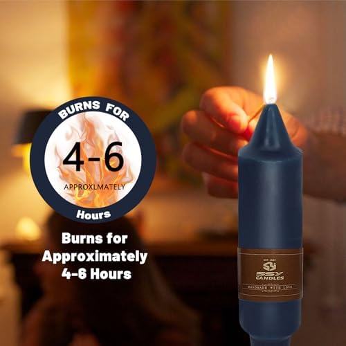 NJAO HOO Navy Short Taper Candle 5 Inch Candlesticks Unscented Dripless Tapered Candle Set for Home Decor Wedding Party Dinner Candles, 4 Pack