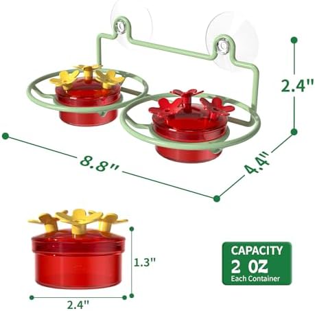 Dreamdrawer Window Hummingbird Feeder, Small Hummingbird Feeder for Outdoors with Strong Suction Cup - Metal Base & 6 Feeding Ports, Easy to Clean and Refill