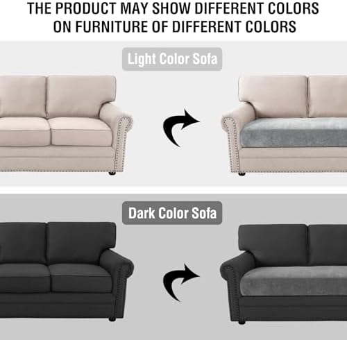 H.VERSAILTEX Stretch Mixed-Color Chenille Couch Covers T Cushion Stretch Replacement Loveseat Slipcovers Thick Soft Loveseat Covers for 2 Cushion Couch(2 Seater Loveseat Cushion Cover,Dove)