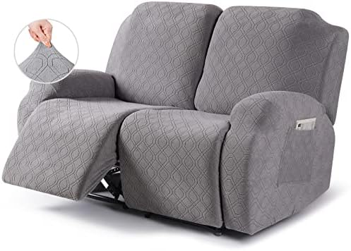 VANSOFY Oversized Stretch Recliner Loveseat Cover, Light Gray, 2 Seater