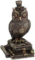 Veronese Design 8 1/8 Inch Steampunk Top Hat Owl Standing on Books Resin Statue Bronze Finish