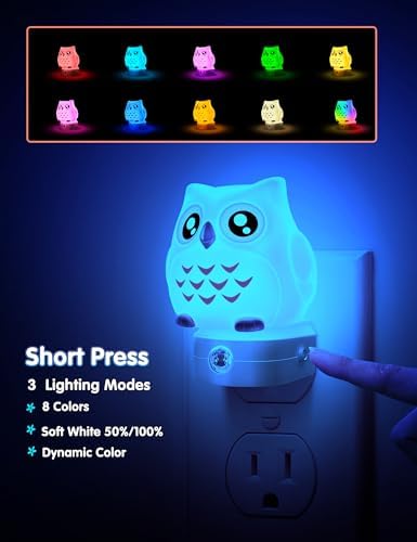L LOHAS LED Night Light for Kids, 3D Owl Night Light Plug in Wall