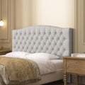 Furpopup Velvet Queen Size Headboard Only Upholstered Wall Mount Light Gray