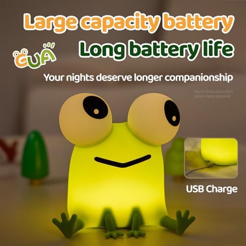 Frog Night Light for Kids, Cute Dimming Nursery Bedside Lamp Decor