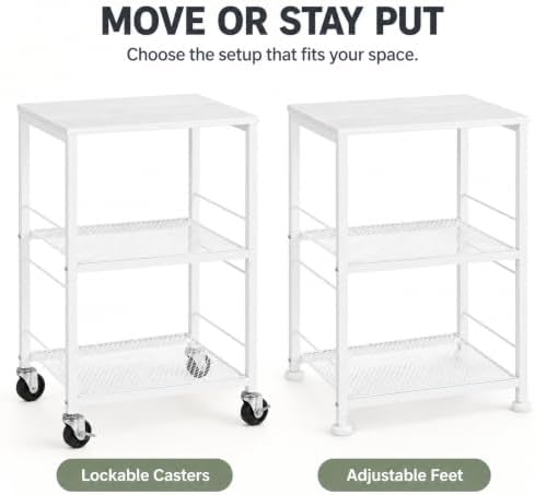 OYEAL White Couch Side Table, Tall Nightstand, Narrow End Table with Wheels