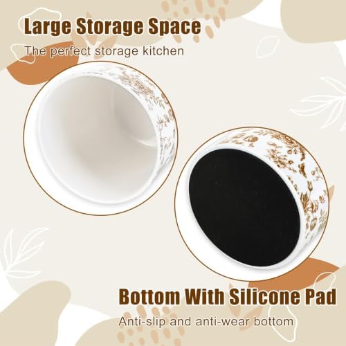 JarThenaAMCS Fall Brown Floral Ceramic Utensil Holder Chopstick Crock