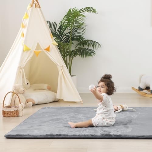 1.5" Thick Baby Play Mat for Floor, 79x79 Soft Foam Mats, Dark Grey