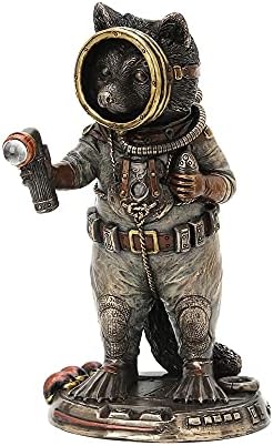 Veronese Design 5 1/4" Raccoon Frogman Cadet Steampunk Resin Sculpture Handpainted Animal Collectible Figurines Military Gift