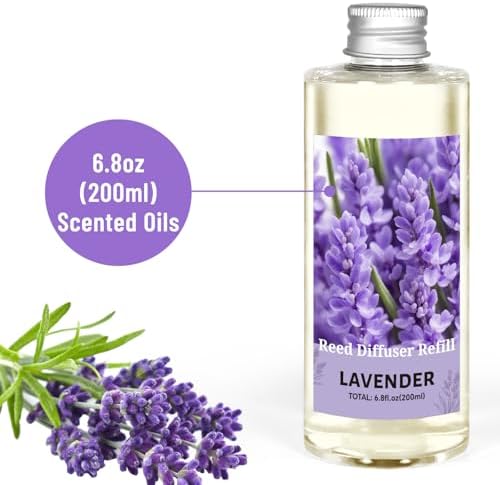 STRN Reed Diffuser Oil Refill, Lavender Oil Refill with Sticks, 6.8 Fl Oz