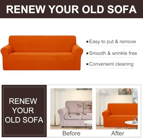 U-NICE HOME Oversized Stretch Couch Cover Slipcover, Orange