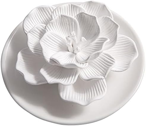 Essential Oil Passive Flower Diffuser -Non-Electric Porcelain Aromatherapy Diffusers for Small Mini Room, Desk Decorative, Bathroom (Hibiscus)