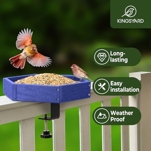 Kingsyard Clamp-On Deck Bird Feeder for Balcony Railings, No Drill
