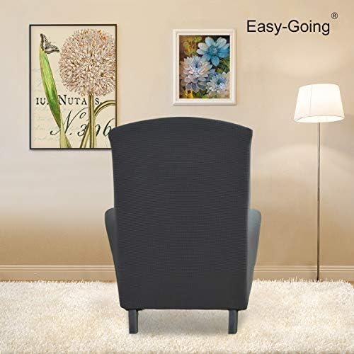 Easy-Going Stretch Wingback Chair Sofa Slipcover Dark Gray