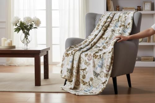 Serafina Home Decorative Fleece Throw Blanket Birds & Butterflies 50x70