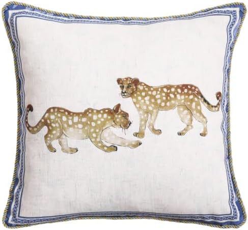 patdrea Designer French Vintage Leopard Printed Pillow Cover,18"x18"