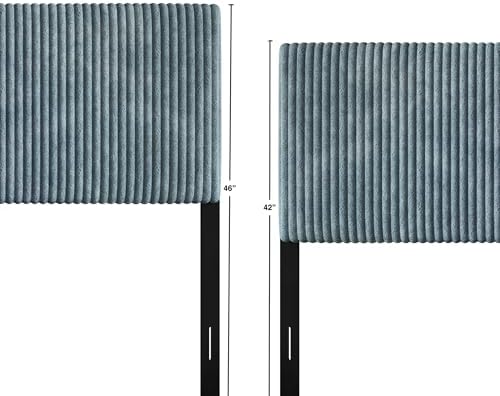 Queen Corduroy Velvet Upholstered Adjustable Headboard, Grey
