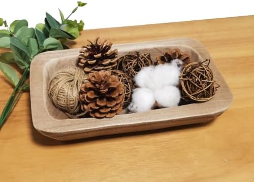 Wooden Dough Bowl Decor, Vintage Wooden Bowl Hand Carved Home Decor for Dining Table Center, Living Room, Kitchen Decor. (10inch brown)