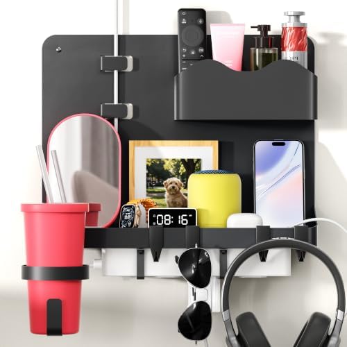 Bedside Shelf, Dorm Room Essentials Metal Floating Shelves (Black)