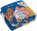 XIBLC Boho Throw Blanket, Blue Lightweight Blankets for Summer, 100% Cotton Bohemian Decorative Throw Blanket, 80"x90" Reversible Muslin Breathable Woven Farmhouse Blankets Quilt,