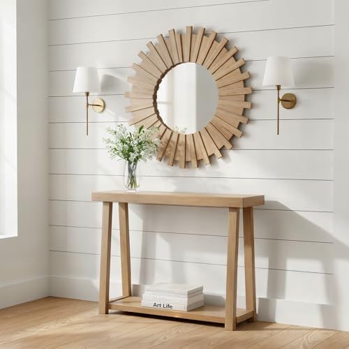 Plank+Beam Classic Console Table, with Shelf, 46 Inch, Pecan