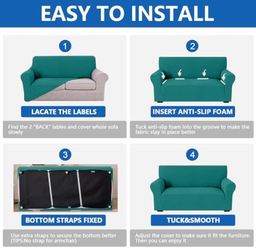 MAXIJIN Waterproof Oversized Couch Covers (91"-110"), Stretch Extra Large Sofa Cover Slipcovers with Non Slip Elastic Bottom, Pet Friendly Furniture Protector Washable (X-Large, Blackish Green)