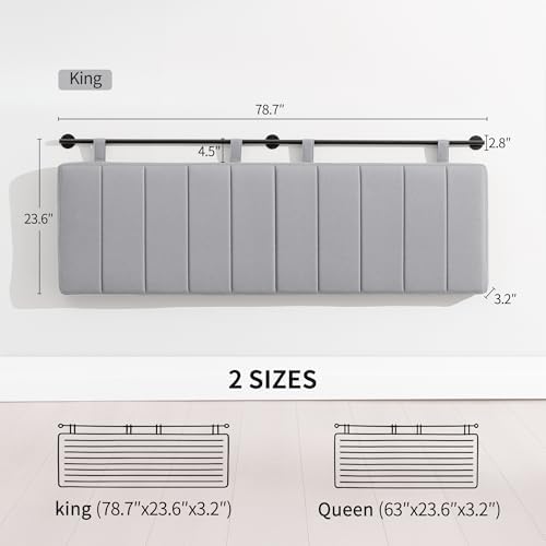 UEV King Headboard Only, Wall Mounted Hanging Upholstered Bed Head Board
