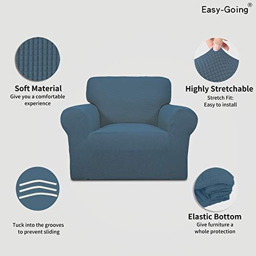 Easy-Going Stretch Chair Slipcover with Arm Washable Bluestone