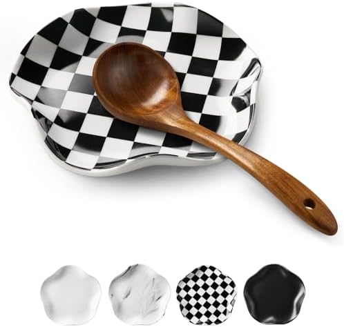 ABRUTY Spoon Rest for Stove Top, Ceramic Spoon Holder for Counter, Modern Farmhouse Decor Accessories for Spatula, Spoons or Tongs