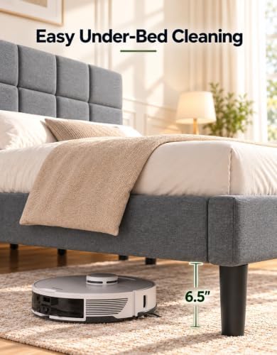 Marsail Queen Size Bed Frame with Headboard, Modern Bed Frame, Gray