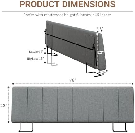 King Size Headboard Only-No Assembly Required, Dark Gray