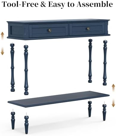 ARTPOWER Console Table for Entryway with 2 Drawers, 10 mins Assembly, Blue