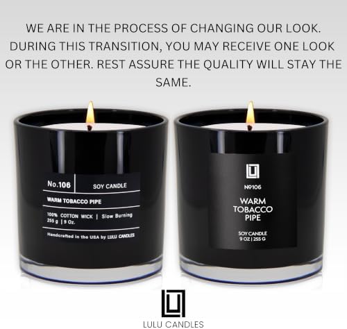 Lulu Candles | Warm Tobacco Pipe | Luxury Scented Soy Jar Candle | Hand Poured in The USA | Highly Scented Long Lasting (9 Oz.)