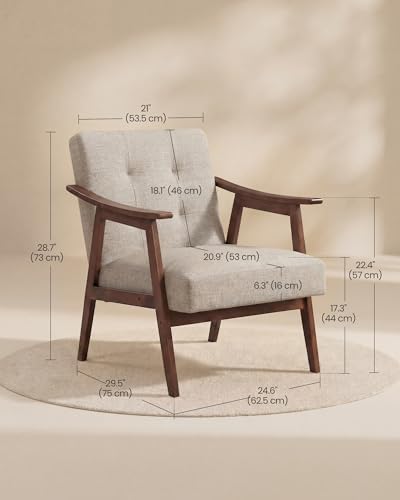 VASAGLE Accent Chair, PU Leather Armchair, Button Tufted, Thick Cushion