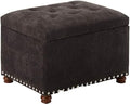 Adeco High End Dark Classy Tufted, Accents Rectangular Storage Bench Footstool, Dim Brown ttomans & Storage Ottomans Royal Olive Grey