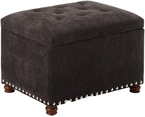Adeco High End Dark Classy Tufted, Accents Rectangular Storage Bench Footstool, Dim Brown ttomans & Storage Ottomans Royal Olive Grey