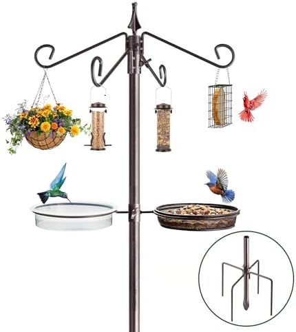 Bird Feeding Station Kit, 81-Inch, 4-Hook Metal Bird Feeder Pole