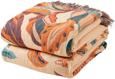 XIBLC Boho Throw Blanket for Bed, 100% Cotton Soft Rustic Quilt Fall Blanket, 60"x80" Floral Printed Farmhouse Decor Bed Blankets, All Season Rustic Reversible Bohemian Throw Quilt