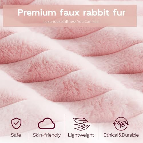 Twin Size Faux Fur Upholstered Daybed with Trundle, Side Pockets, Pink