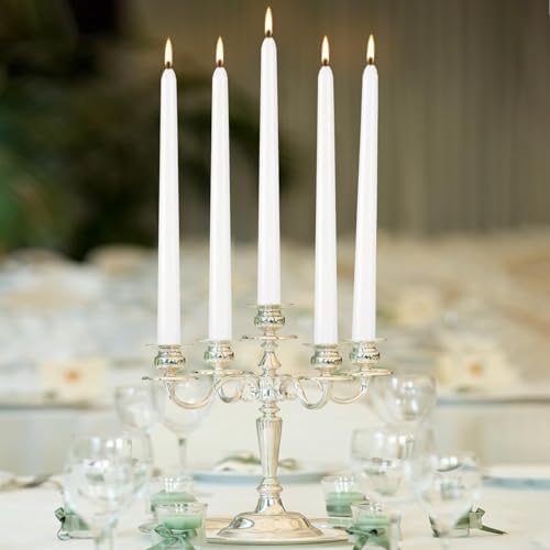 YOROXRG 36 Pack White Taper Candles, 7-8 Hours Burn Time, Unscented, Smokeless and Dripless, 0.8 x 10 Inch Dinner Candle Set for Household, Wedding, Party and Home Décor Candlesticks